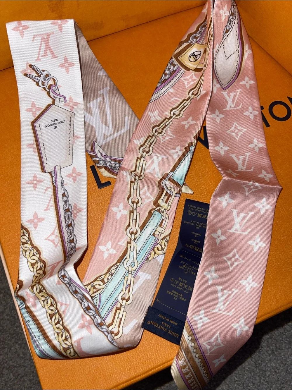 Louis Vuitton Pink and Pastel Twilly Scarf - Luxury Women’s Accessory